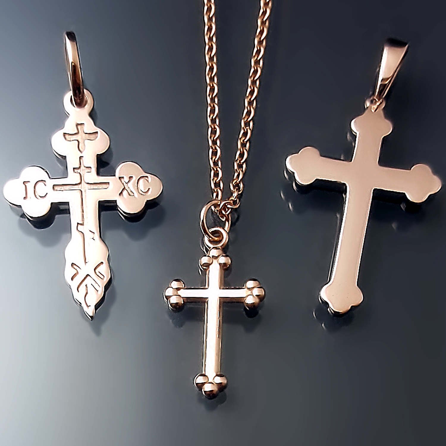 Rose Gold Orthodox Crosses