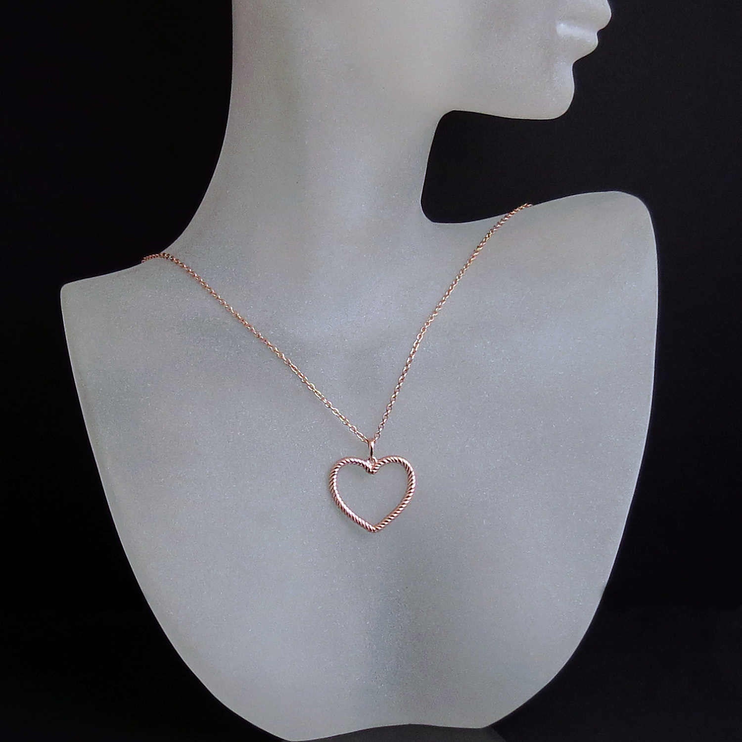 Rose gold heart pendant necklace 14K