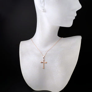 14K rose gold orthodox cross with chain