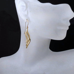 Gold Wave Dangle Earrings