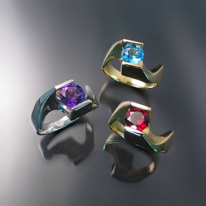 modern sculptural rings with gemstones