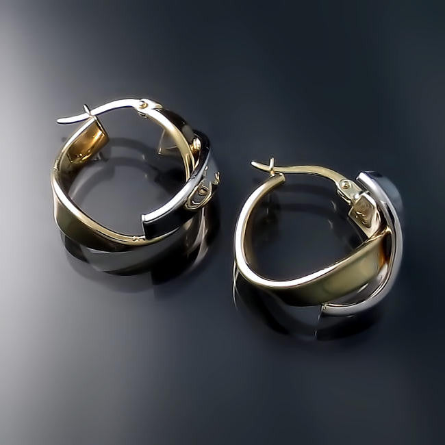 unique two tone gold hoops