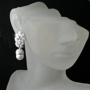 vintage bridal earrings cz pearl