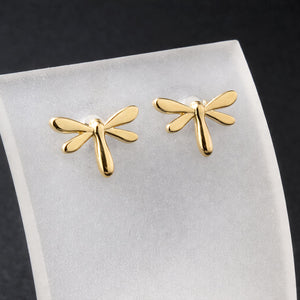 gold dragonfly studs earrings