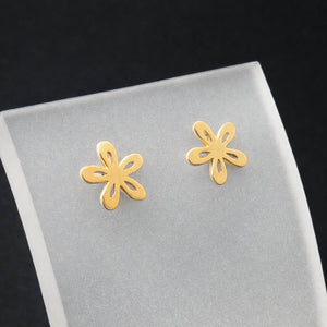 gold flower studs earrings