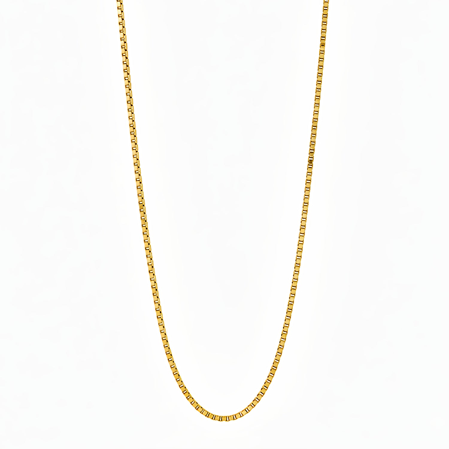 14K yellow gold box link chain 1 mm wide