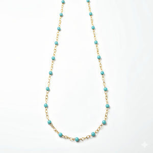 14K yellow gold turquoise bead station necklace