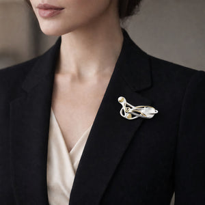 art nouveau two tone sculptural abstract brooch