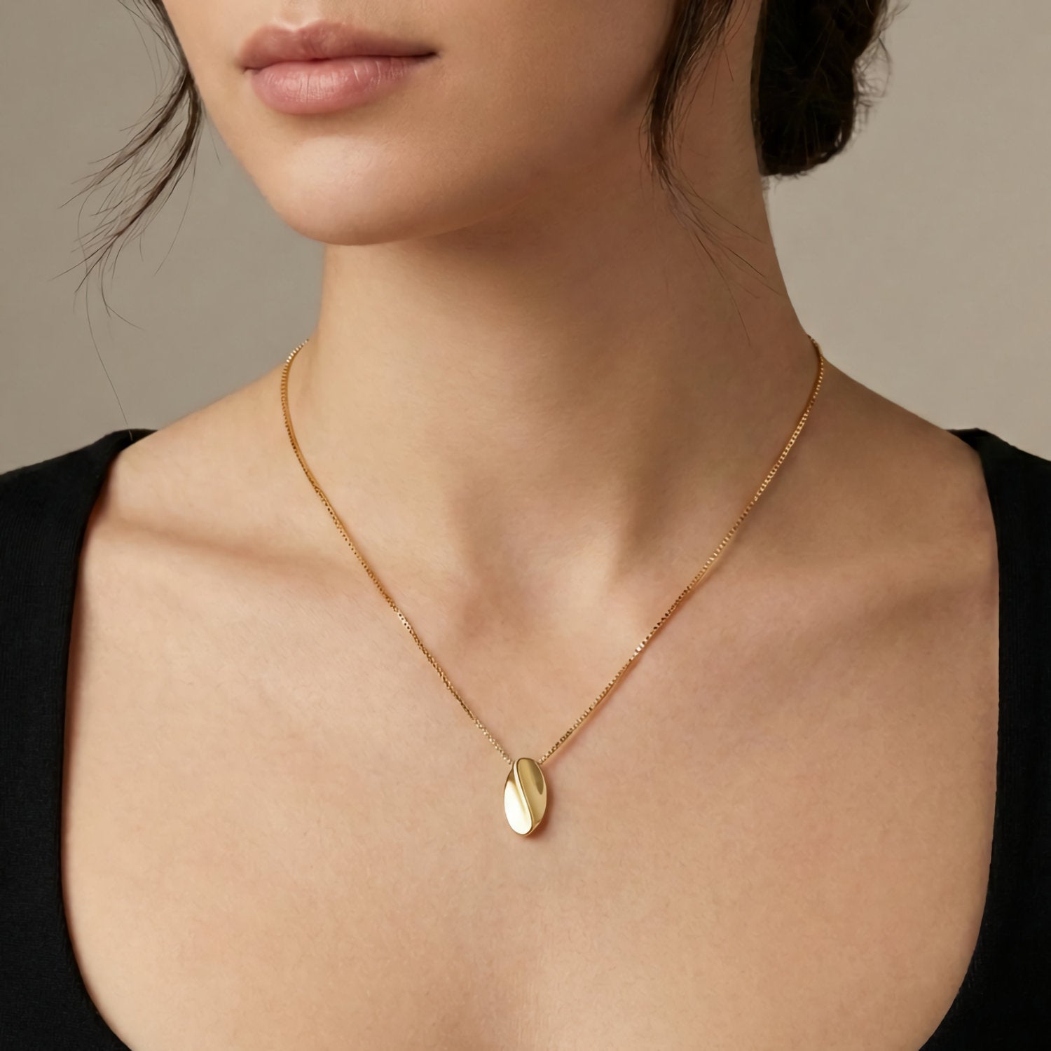 bean sculptural gold slider pendant yellow gold