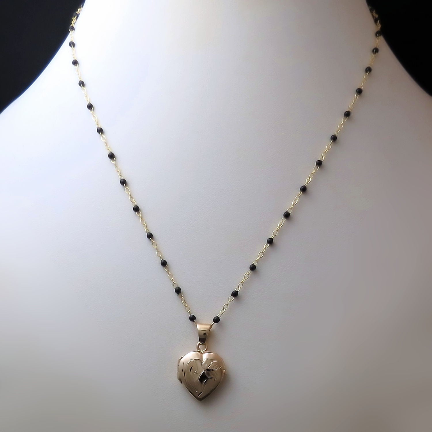 14K Gold Black Bead Chain Necklace - Unique Chains for Women and Girls ...