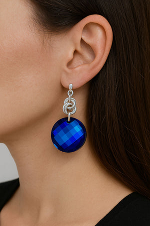 blue silver statement earrings
