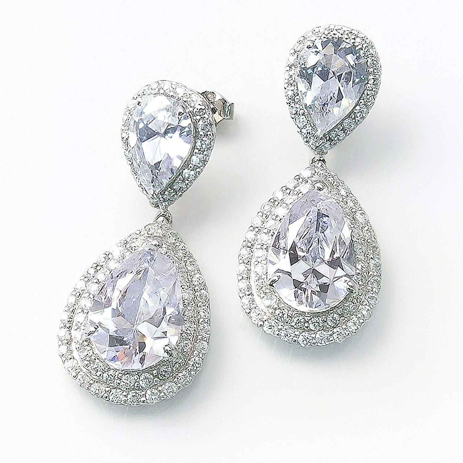 bridal evening dangle cz earrings with imitation diamonds