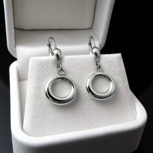 circle drop white gold dangle earrings