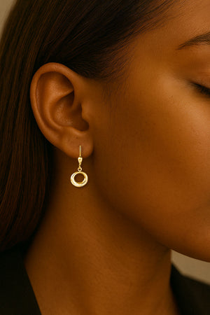 circle drop yellow gold earrings