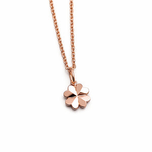 clover shamrock pendant necklace rose gold