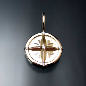 compass pendant gold with diamonds