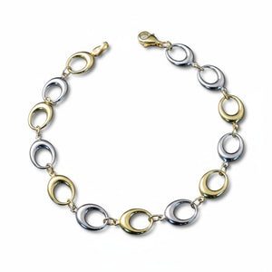 crescent link two tone gold bracelet