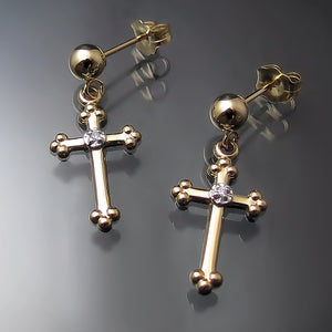 gold cross earrings