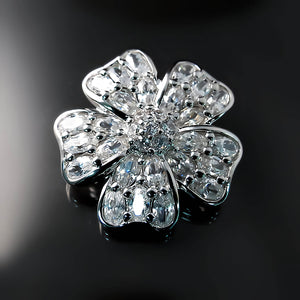 cz cubic zirconia flower brooch in sterling silver