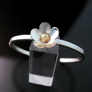 daisy bracelet cuff silver and yellow gold