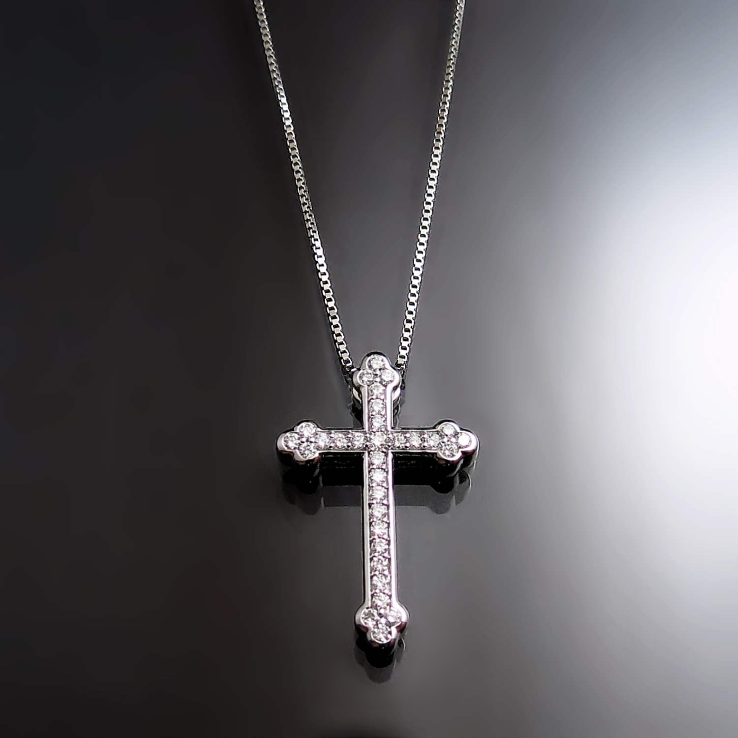 Orthodox diamond cross pendant necklace