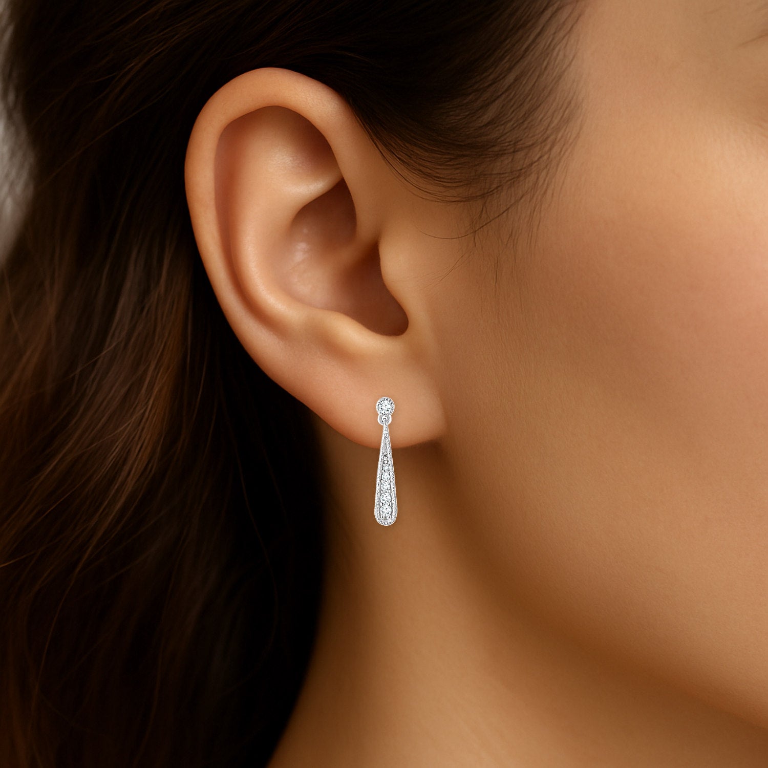 diamond teardrop drop earrings