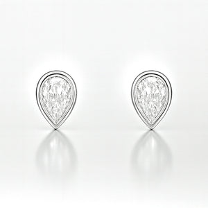 Bezel Pear Solitaire Lab Diamond Stud Earrings