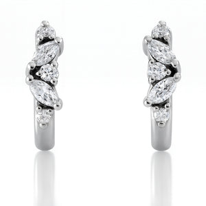 Small Huggie Hoop Diamond Earrings in 14K Gold