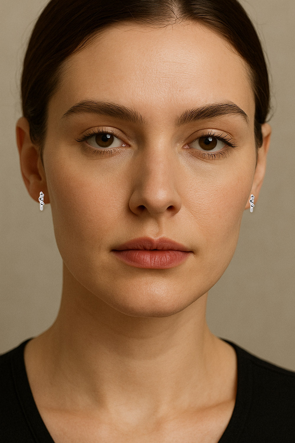 Small Huggie Hoop Diamond Stud Earrings 