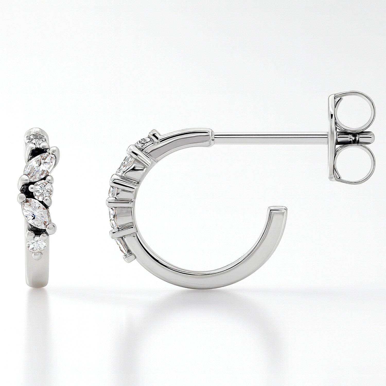 Small Huggie Hoop Diamond Stud Earrings 