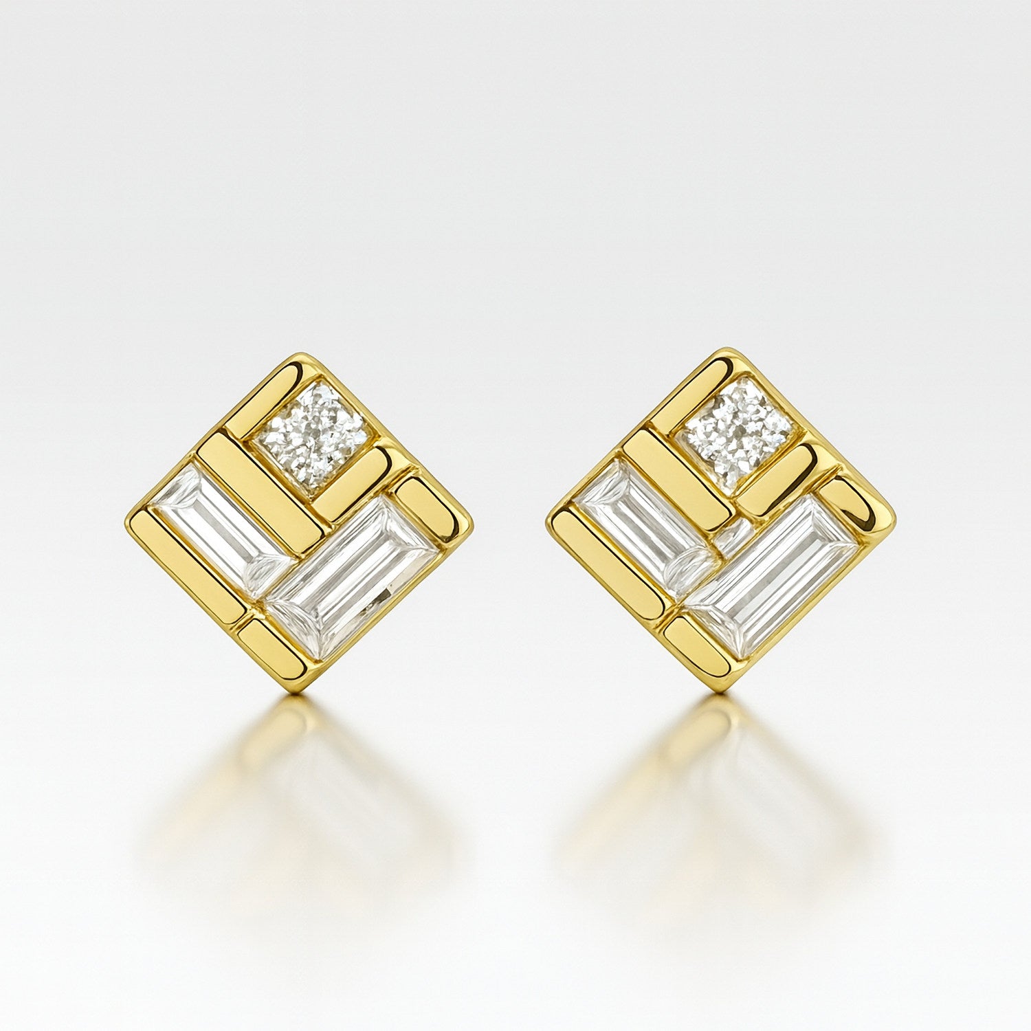 diamond stud earrings square