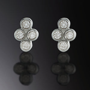 small diamond studs cluster bezel set
