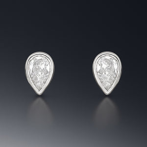Bezel Pear Solitaire Lab Diamond Studs