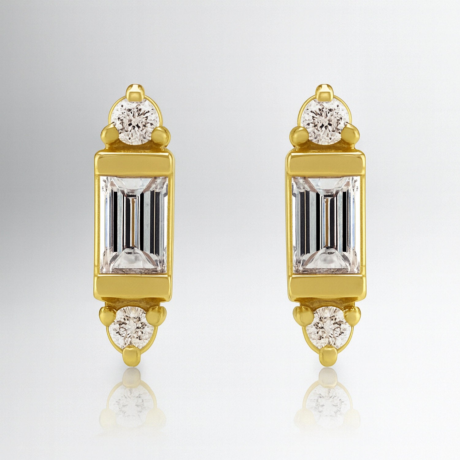 tiny diamond studs baguette