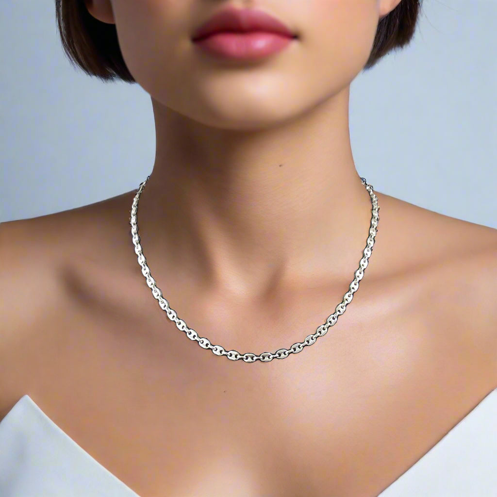 sterling silver puff gucci chain 4 mm