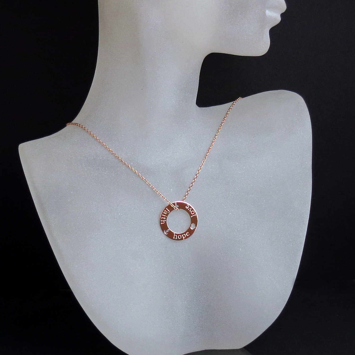 Faith Hope Love Circle Pendant Necklace