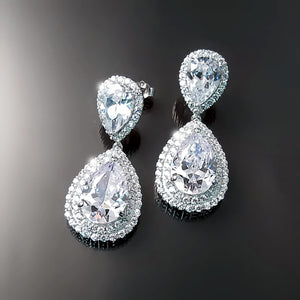fancy imitation diamond cz bridal teardrop earrings