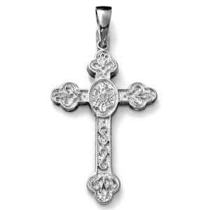 fancy large Serbian Orthodox cross white gold