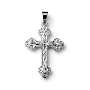 fancy white gold orthodox cross pendant