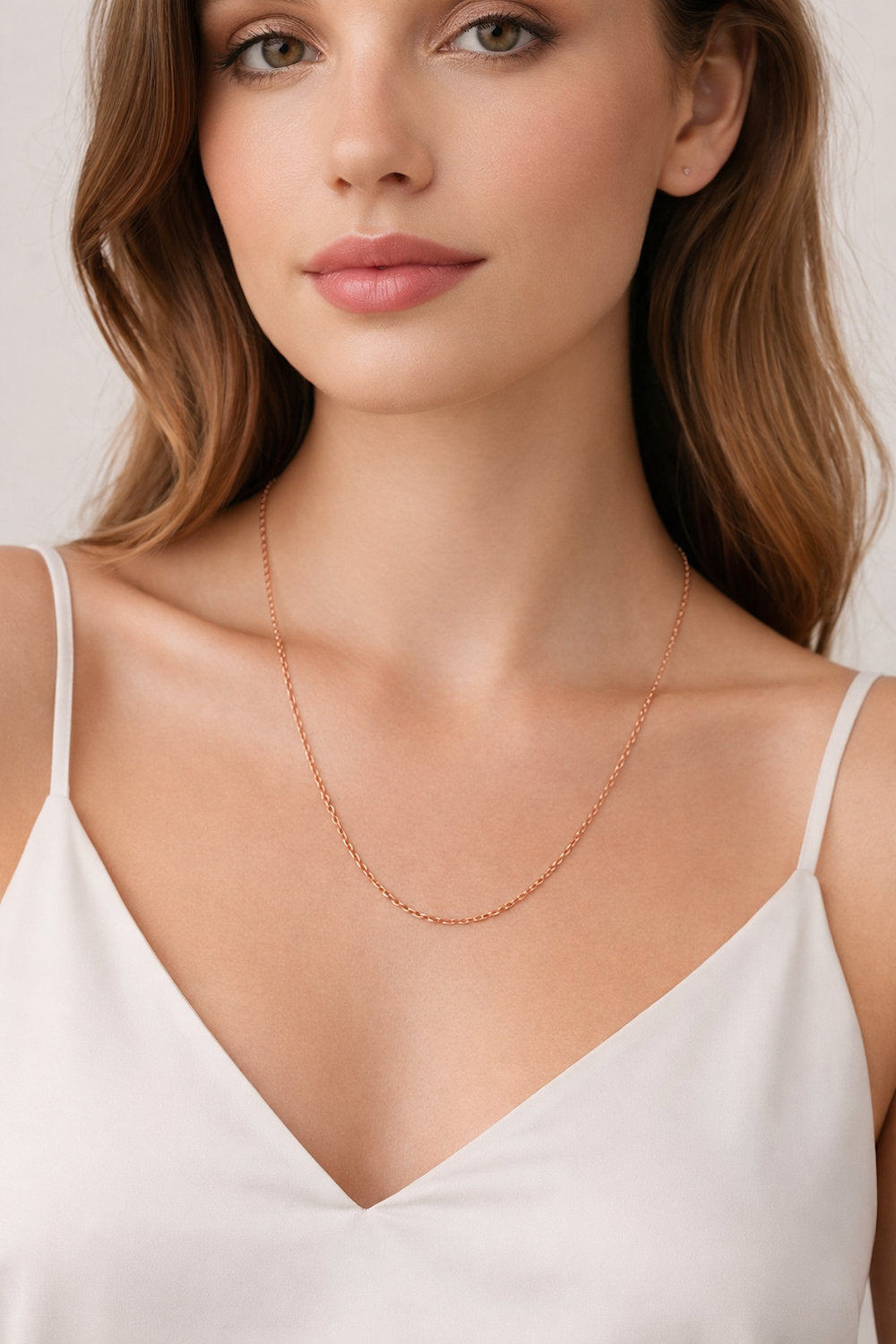 fine cable chain in solid 14K rose gold