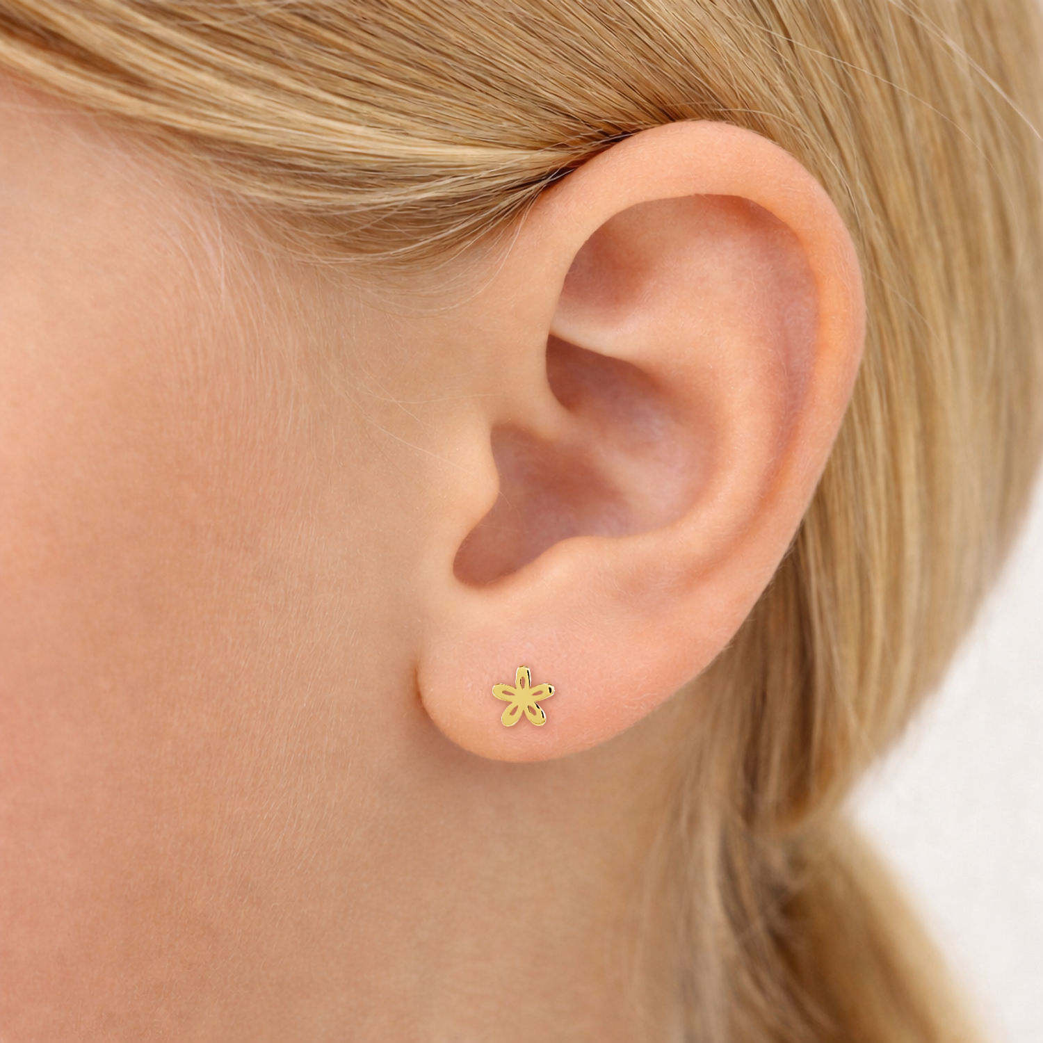 gold flower studs earrings
