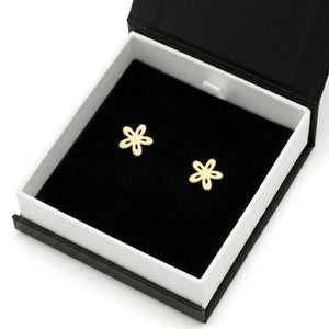 gold flower studs earrings
