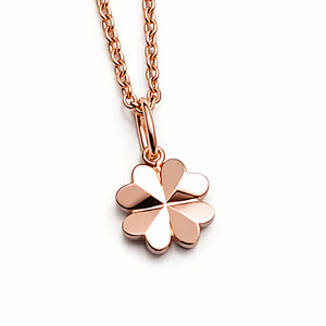 four leaf clover shamrock pendant necklace rose gold