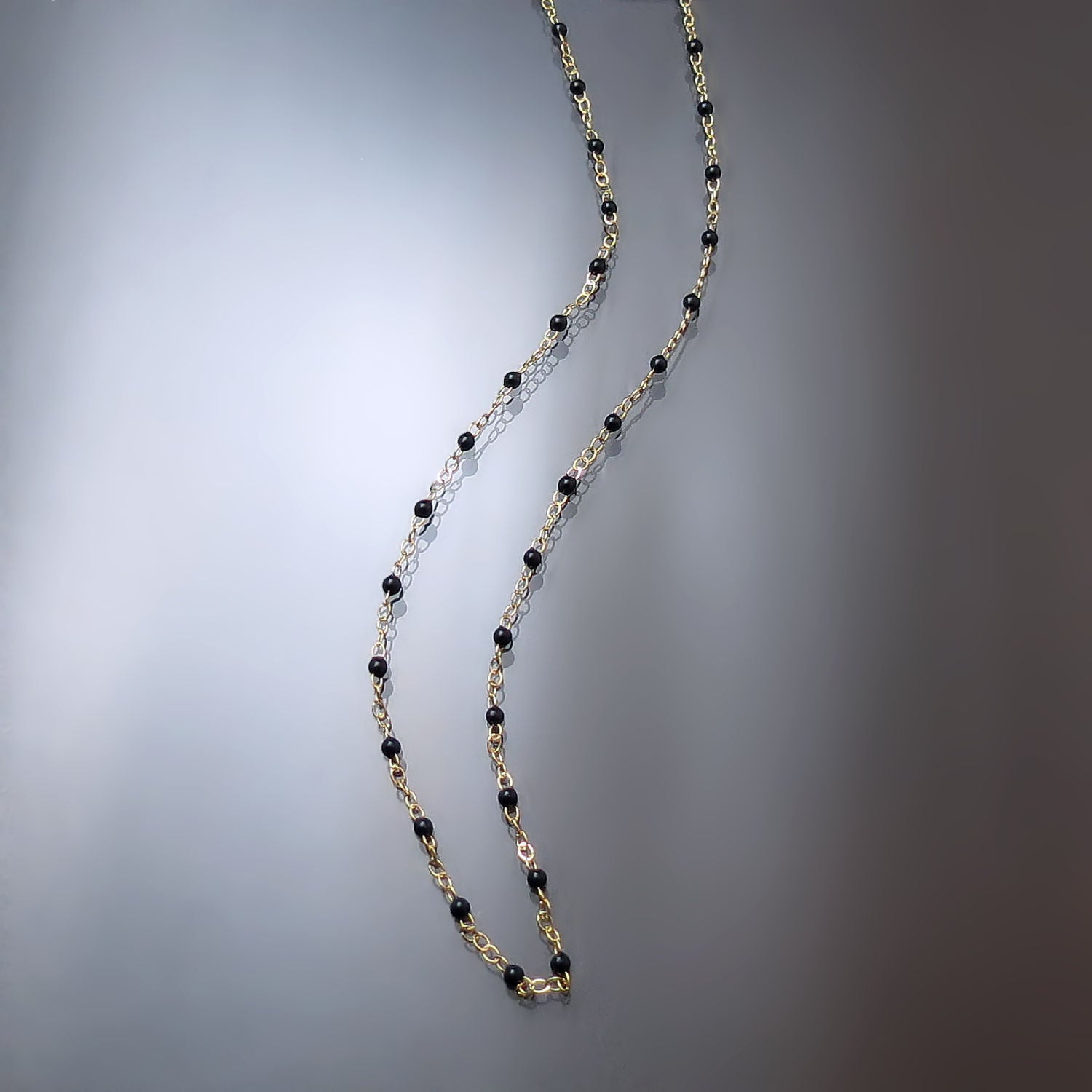 14K Gold Black Bead Chain Necklace - Unique Chains for Women and Girls ...