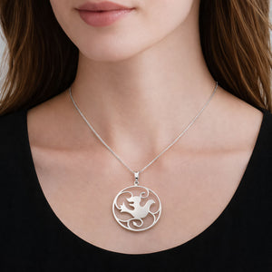 white gold bird dove pendant on model