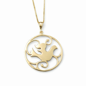 yellow gold bird dove pendant