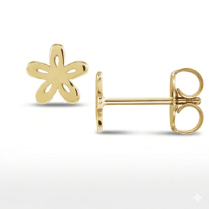 gold flower studs earrings