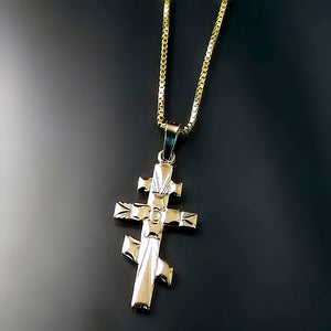 gold orthodox cross saint andrew style