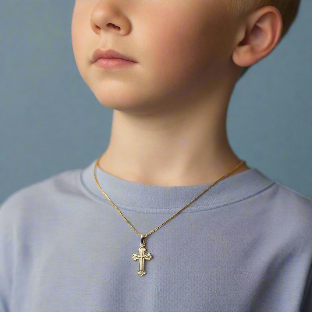 baby greek orthodox crosses in solid gold