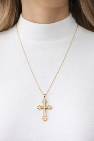 Greek Russian Ukrainian Trefoil Orthodox cross necklace